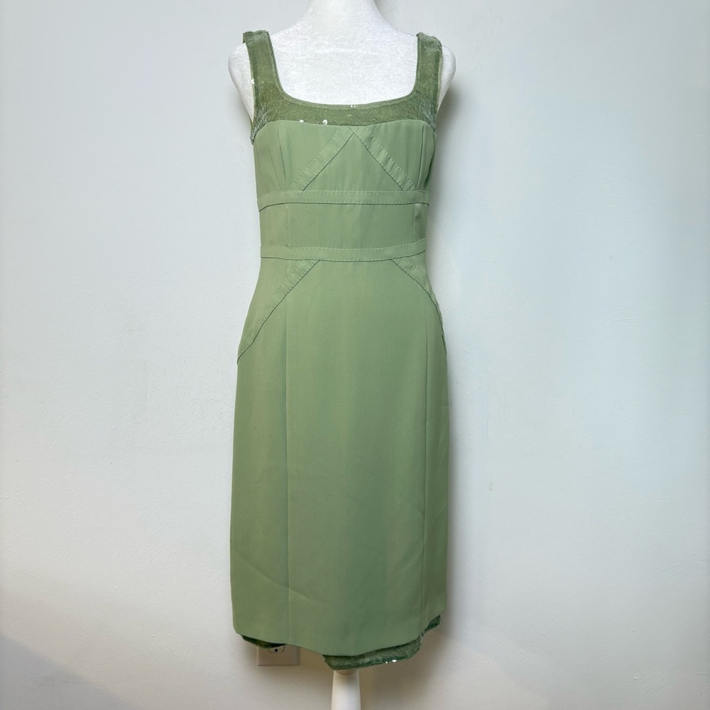 RENA LANGE Y2K Sleeveless Midi Silk Dress Floral Sequins Fairy Ethereal Formal - Picture 12 of 17